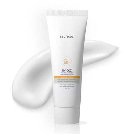 Uvicoz Aqua Gel Sunscreen SPF 50+ PA++++ | No White Cast, Water Light