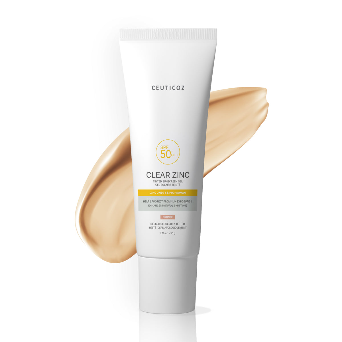 Ceuticoz Clear Zinc Tinted Sunscreen Gel SPF 50+ | Oily Skin, PA++++