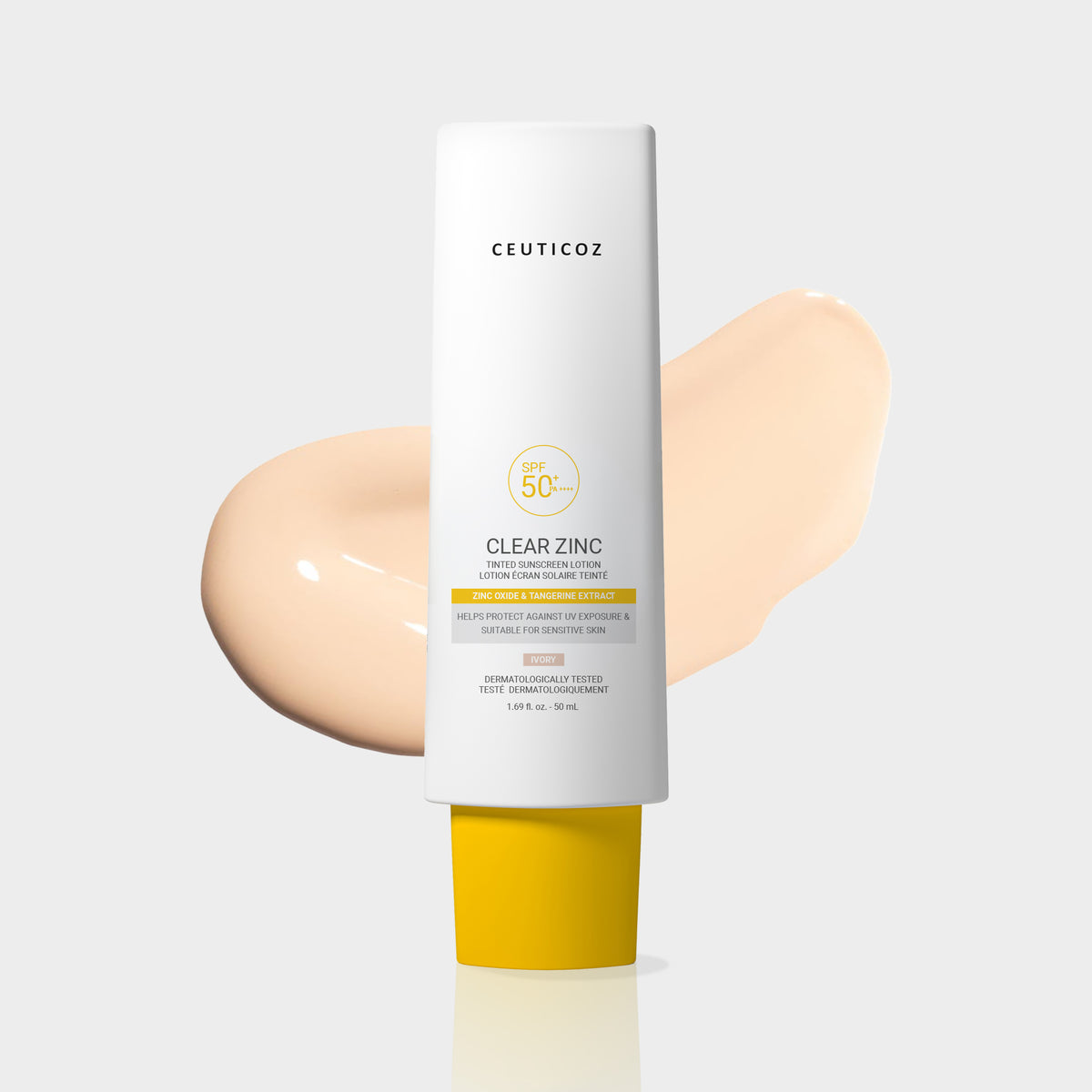 Ceuticoz Clear Zinc Tinted Sunscreen Lotion SPF 50+ | Dry Skin, PA++++