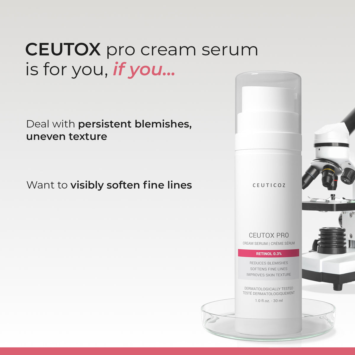 Ceutox Pro 0.3% Retinol Cream Serum | Collagen Support, Even Tone
