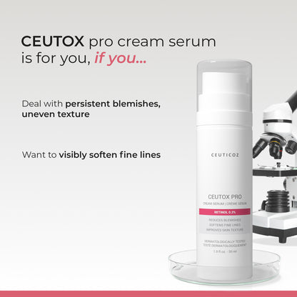 Ceutox Pro 0.3% Retinol Cream Serum | Collagen Support, Even Tone