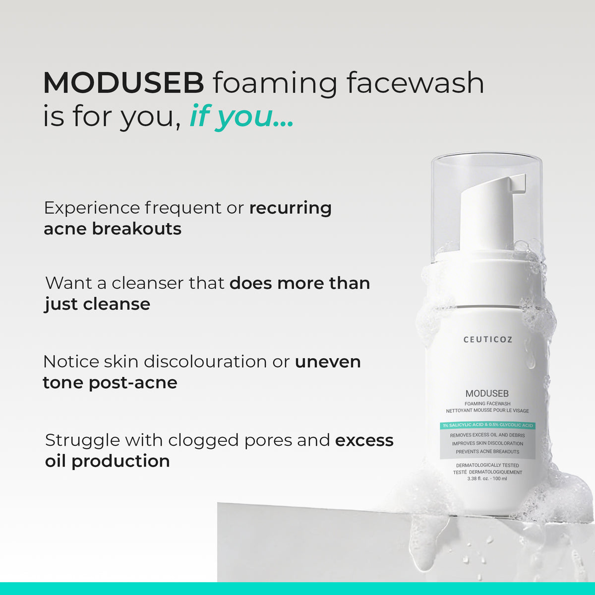 Moduseb Foaming Facewash | Daily Cleanse for Oily, Acne Prone Skin