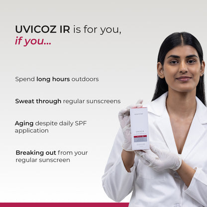 Uvicoz IR Dry Touch Sunscreen Gel SPF 50+ PA++++ | Matte Finish, All Skin Type