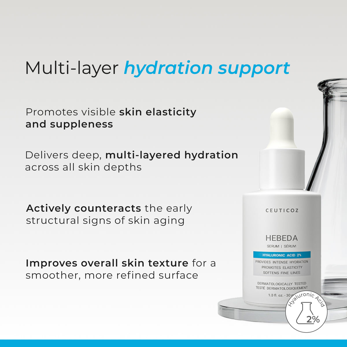 Hebeda 2% Hyaluronic Acid Serum | Deep Hydration, Plump & Smooth Skin