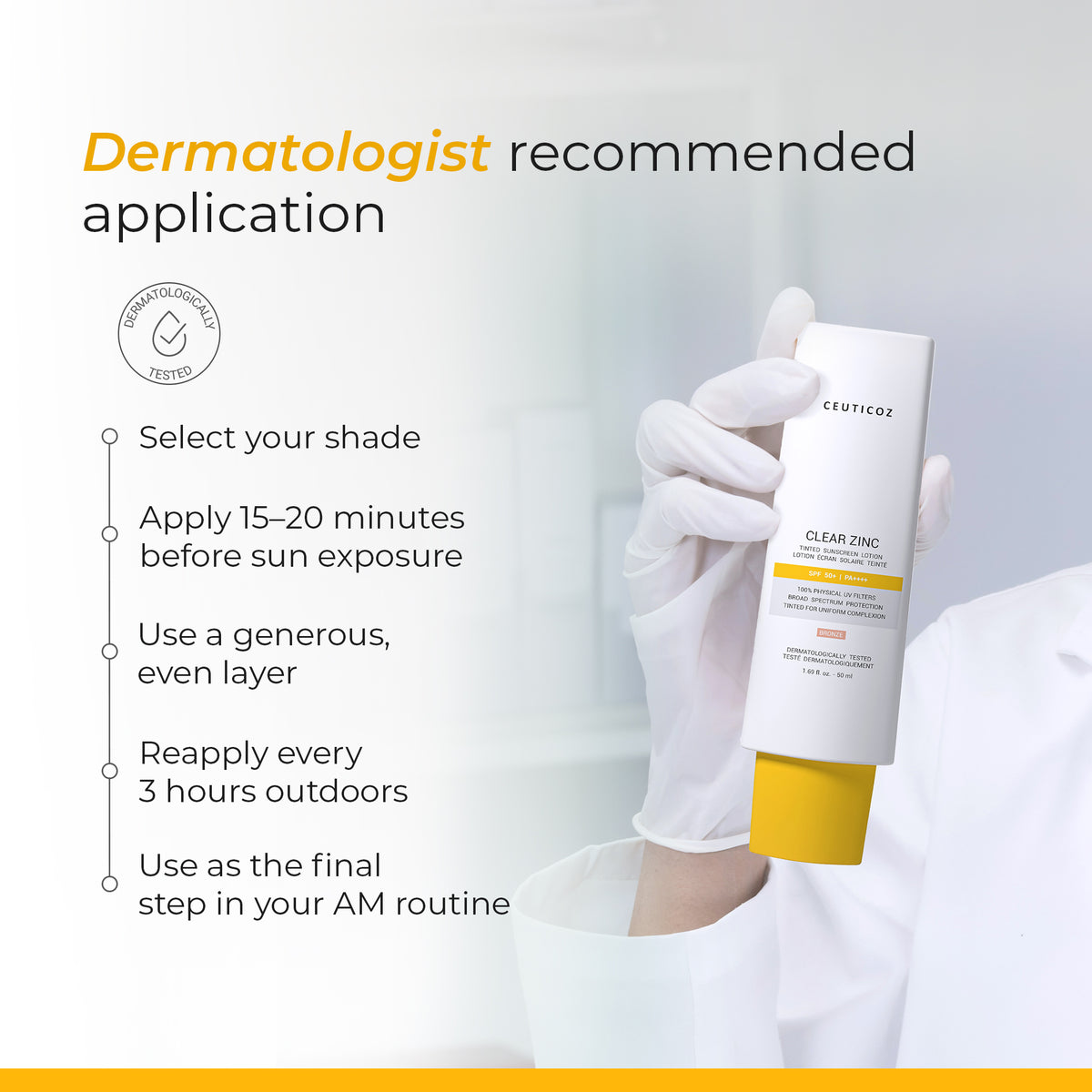 Ceuticoz Clear Zinc Tinted Sunscreen Lotion SPF 50+ | Dry Skin, PA++++