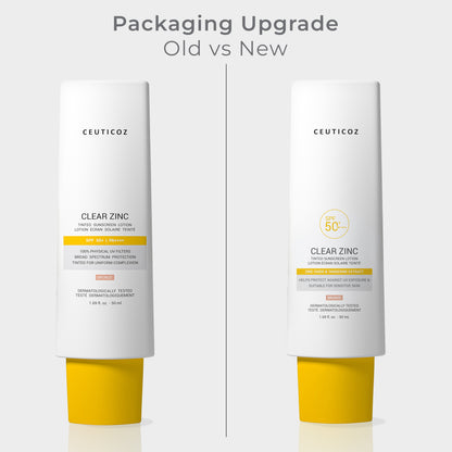Ceuticoz Clear Zinc Tinted Sunscreen Lotion SPF 50+ | Dry Skin, PA++++